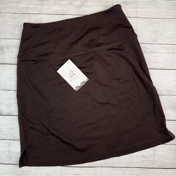 WOOLX NWT Women's Monroe Knee Length Skirt Dark Brown Marino Wool Blend Small - Picture 1 of 10